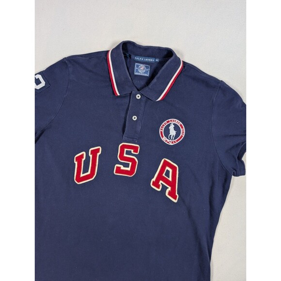 Ralph Lauren 2012 Olympic Team USA Embroidered Blue Polo Shirt Womens Large XL - Picture 1 of 9